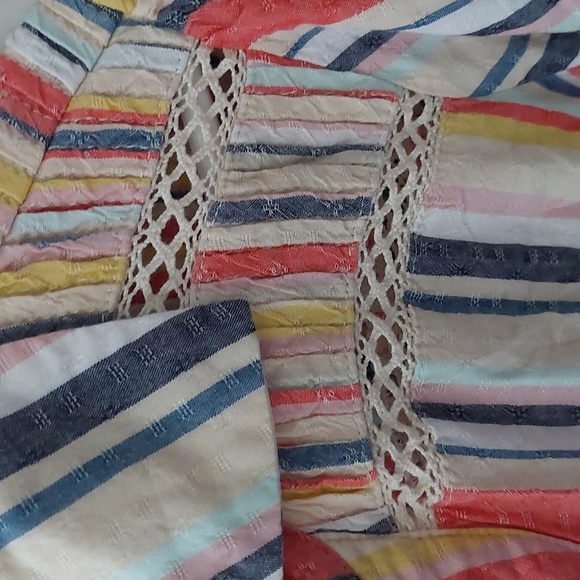 Torrid-1 Collared Tiered Babydoll Top Blouse Shirt Henley Large Stripes - Picture 4 of 8